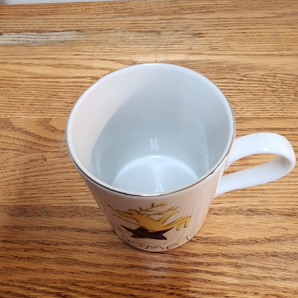 Pottery Barn Reindeer Coffee Tea Mugs Set Of 3 Donner, Comet and Blitzen